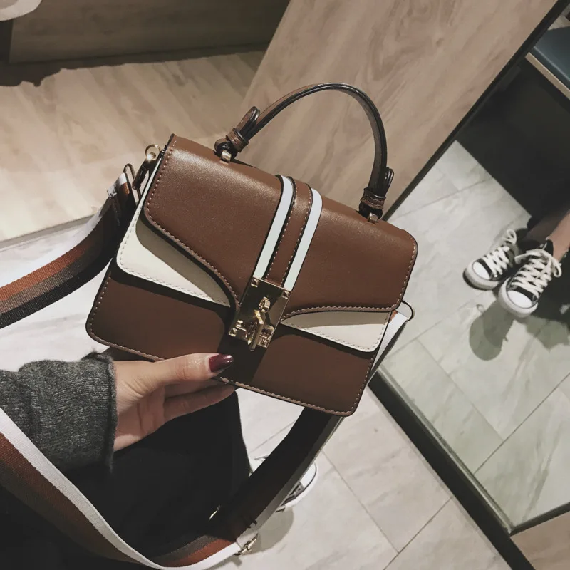 

New Arrival Bag Women's 2020 New Style Fashion Korean-style Versatile Shoulder Bag Wide Strap Shoulder Contrast Color Fashion Sm