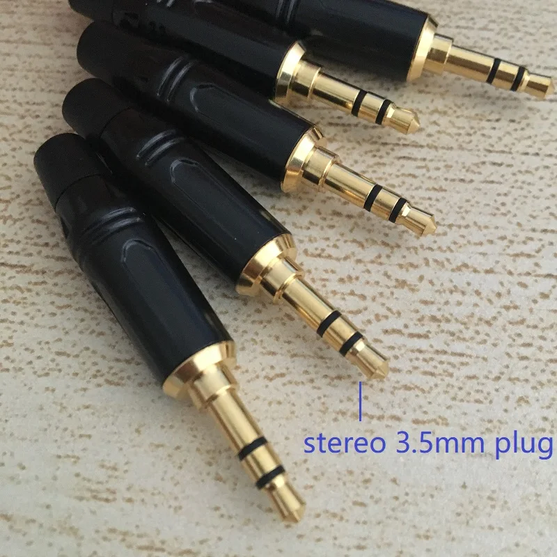 20pcs Gold 3 5mm Stereo 4 Pole Repair Headphone Jack Plug Cable Audio Solders
