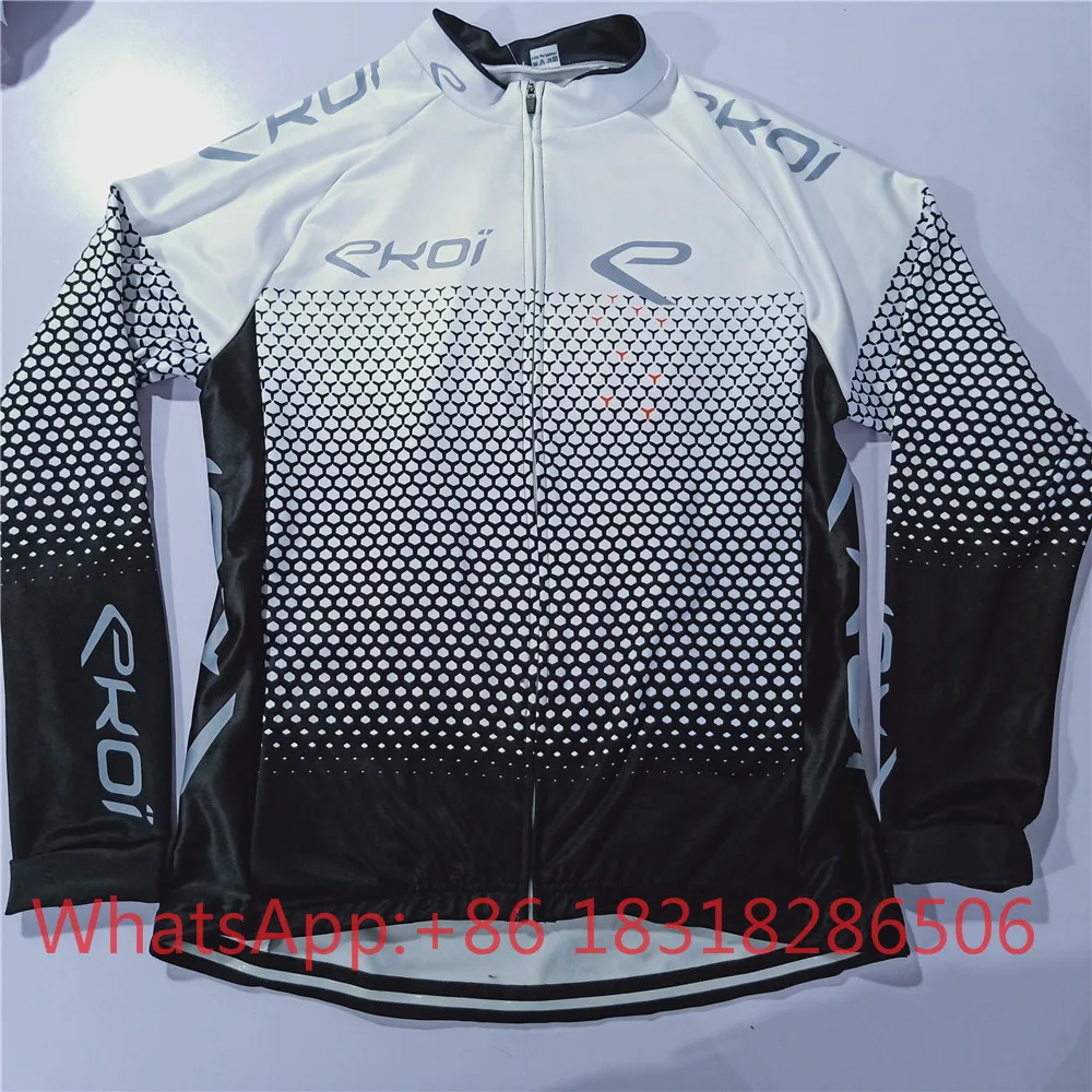 Ekoi winter cycling jersey men red long sleeve fleece bike clothes hot wool keep warm cycling clothing maillot ciclismo hombre