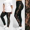 Plus Size L-3XL Sexy Women Lace Pants Black Insert Sheer Leggings Elastane Leggings