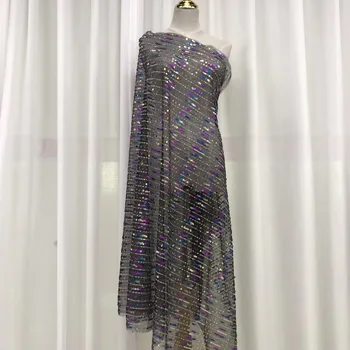 

Africa French Sequined Tulle Lace Fabric 2019 High Quality Lace Embroidered Women Dress Nigeria Lace Fabric J40551