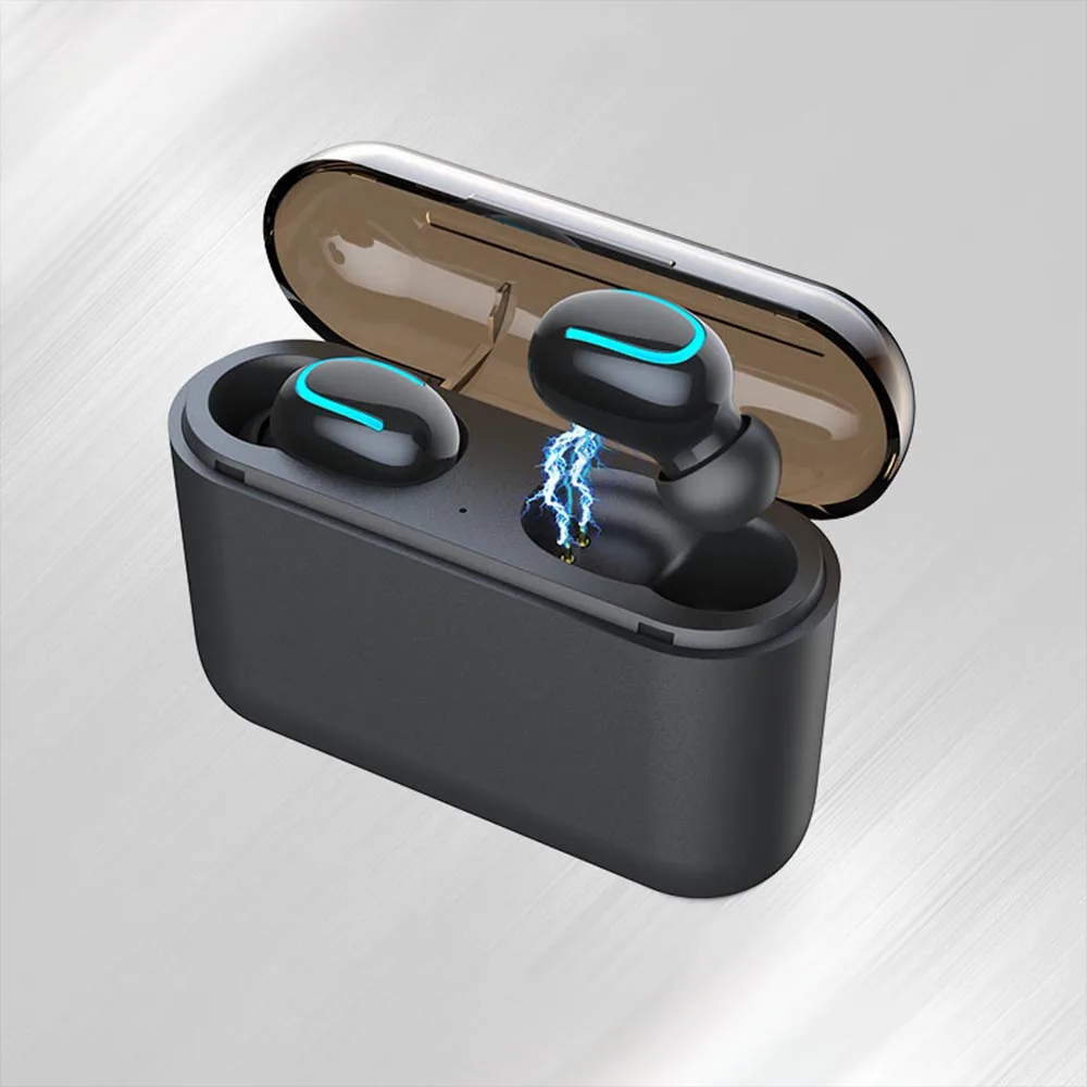 FBYEG беспроводные наушники Bluetooth 5,0 TWS гарнитура HIFI мини-наушники-вкладыши для спорта и бега Поддержка iOS/Android телефонов HD вызов - Цвет: Q32-BK