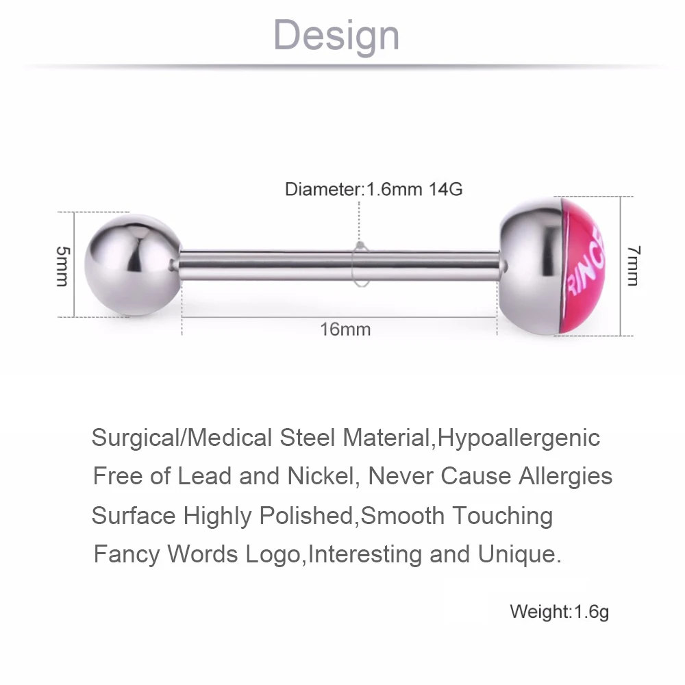 Женское кольцо в стиле панк, для девушек, забавные слова, нержавеющая сталь, пирсинг для языка, сексуальный логотип, пирсинг, штанги, штанги, ювелирные изделия для тела