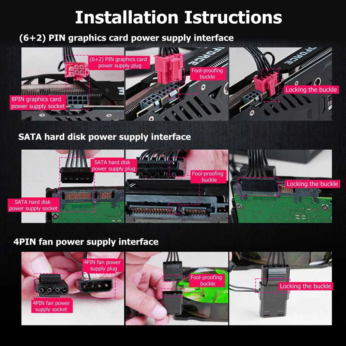 500 Вт PCI SATA ATX 12 в игровой ПК питание 24Pin/Molex/Sata с 12 см светодиодный rgb вентилятор компьютерный блок питания для BTC