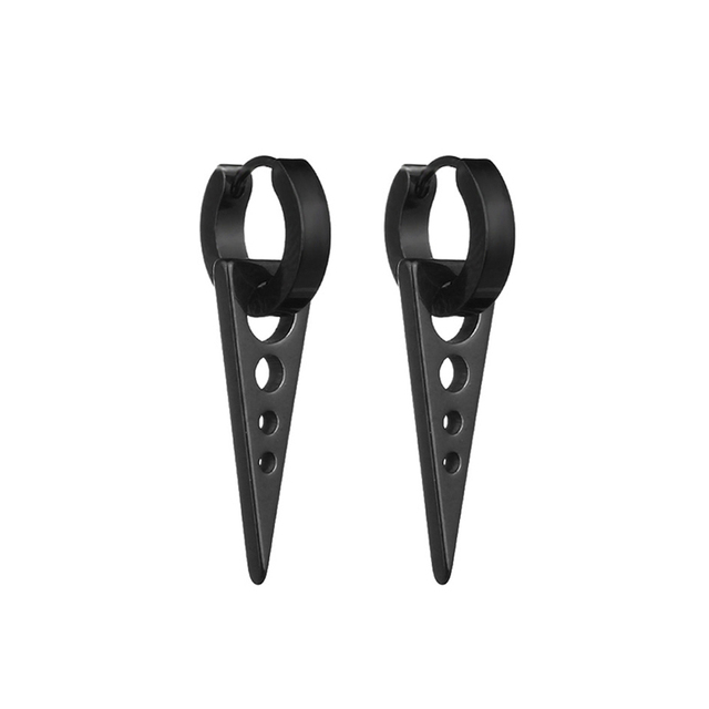 pair Punk Black-color Multiple Styles Stainless Steel Stud Earrings For Men and Women Street Pop Hip Hop Gothic Ear Jewelry