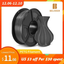 

PETG 3D Filament 1.75MM 1KG Children Creative Model Material For All 3D Printer&3D Pen Tolerance +/-0.02MM Bright Color BELIVEER