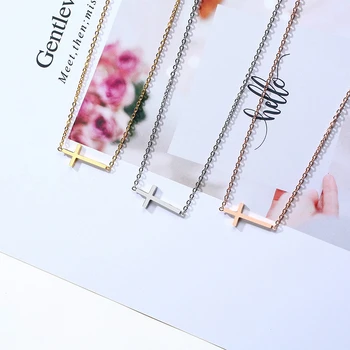 

Vnox Simple Sideways Cross Choker Necklace for Women Stainless Steel Short Chain Necklace Summer Gifts for Her Jewelry Collar