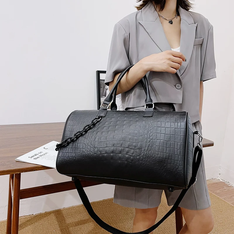 Fashion crocodile print travel bag large capacity versatile leisure premium