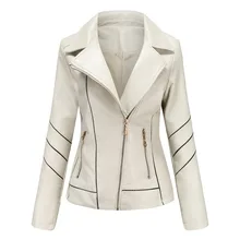 

2021 New Retro Motorcycle Jackets Autumn Women PU Leather Jacket Casual Lapel Slim Leather Fashion Zipper Short Coat Outerwear