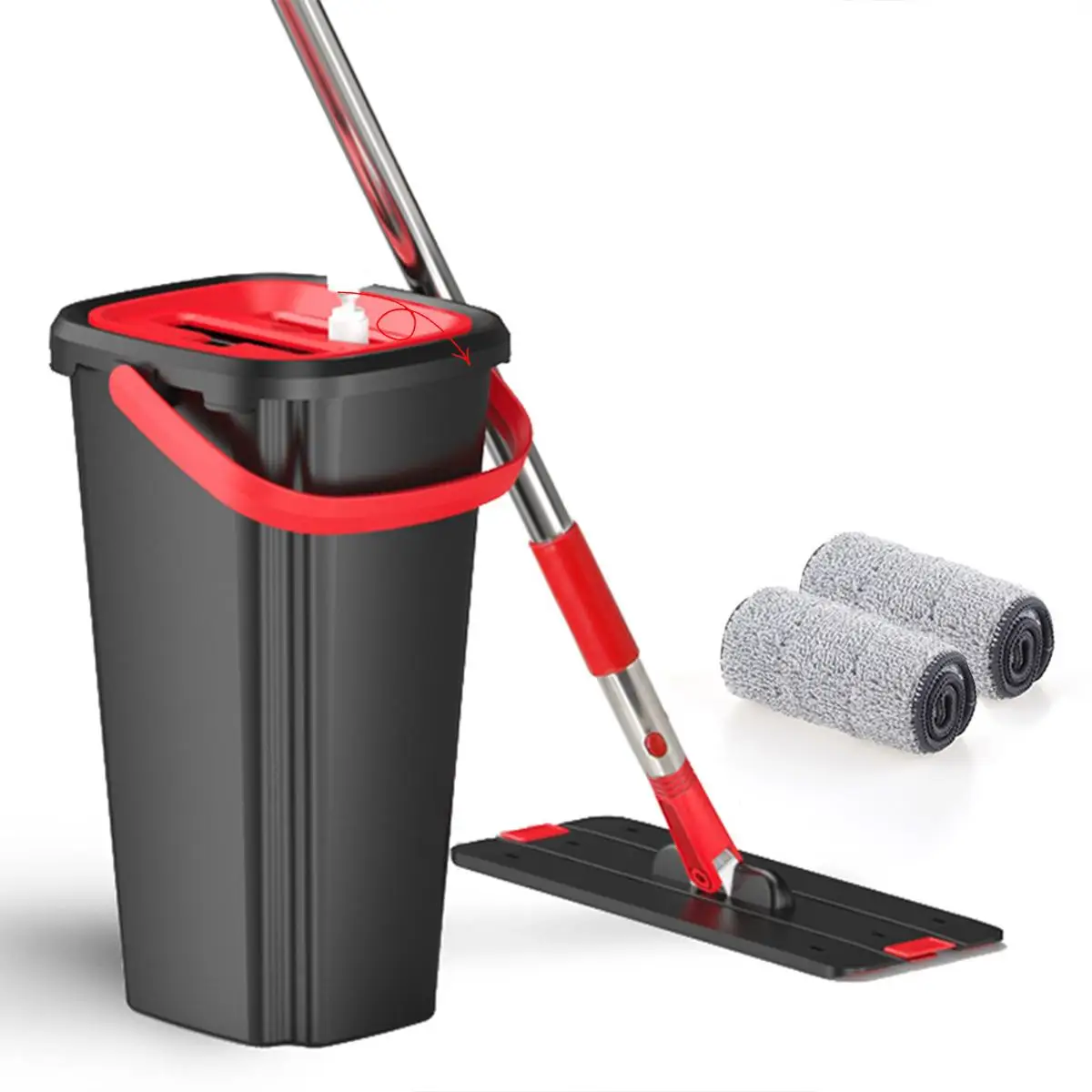 

Home Usage Cleaning Mops Bucket Set Flat Squeeze Mop Hand Free Spin Cleaning Wringing Floor Wet Dry Automatic Cleaning Lazy Mop