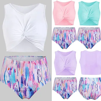 

bikini 2020 swimsuit women bikini Feather Print Bikini Set Twists Front Push-Up Padded Tankini Swimsuit bikini push up