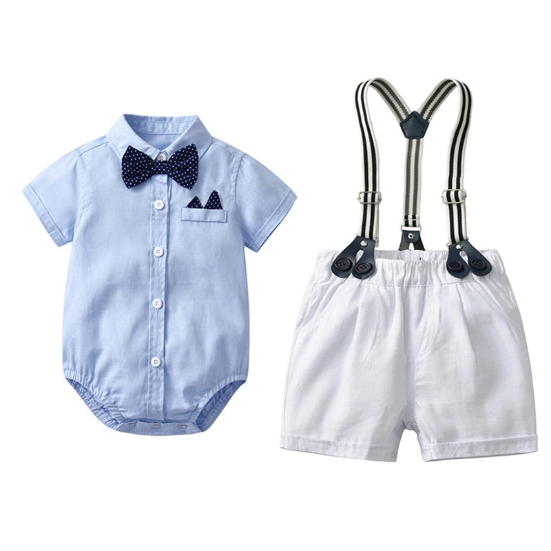 Комплекты одежды для маленьких мальчиков в джентльменском стиле коллекция года, летняя одежда для новорожденного мальчика на свадьбу, вечеринку, день рождения топы+ шорты, комплект из 2 предметов, детская одежда для мальчиков