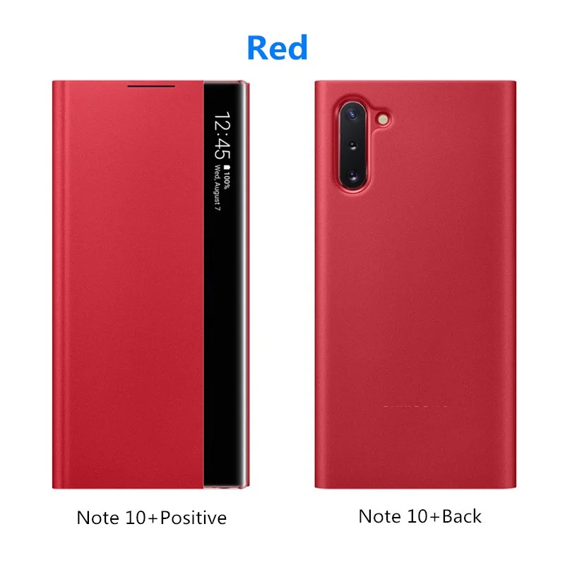 Для samsung Galaxy Note 10, умный флип-чехол для телефона, защитный чехол для samsung Galaxy Note 10 Pro, умный чип, защитный чехол для телефона - Цвет: Red For Note 10 Pro
