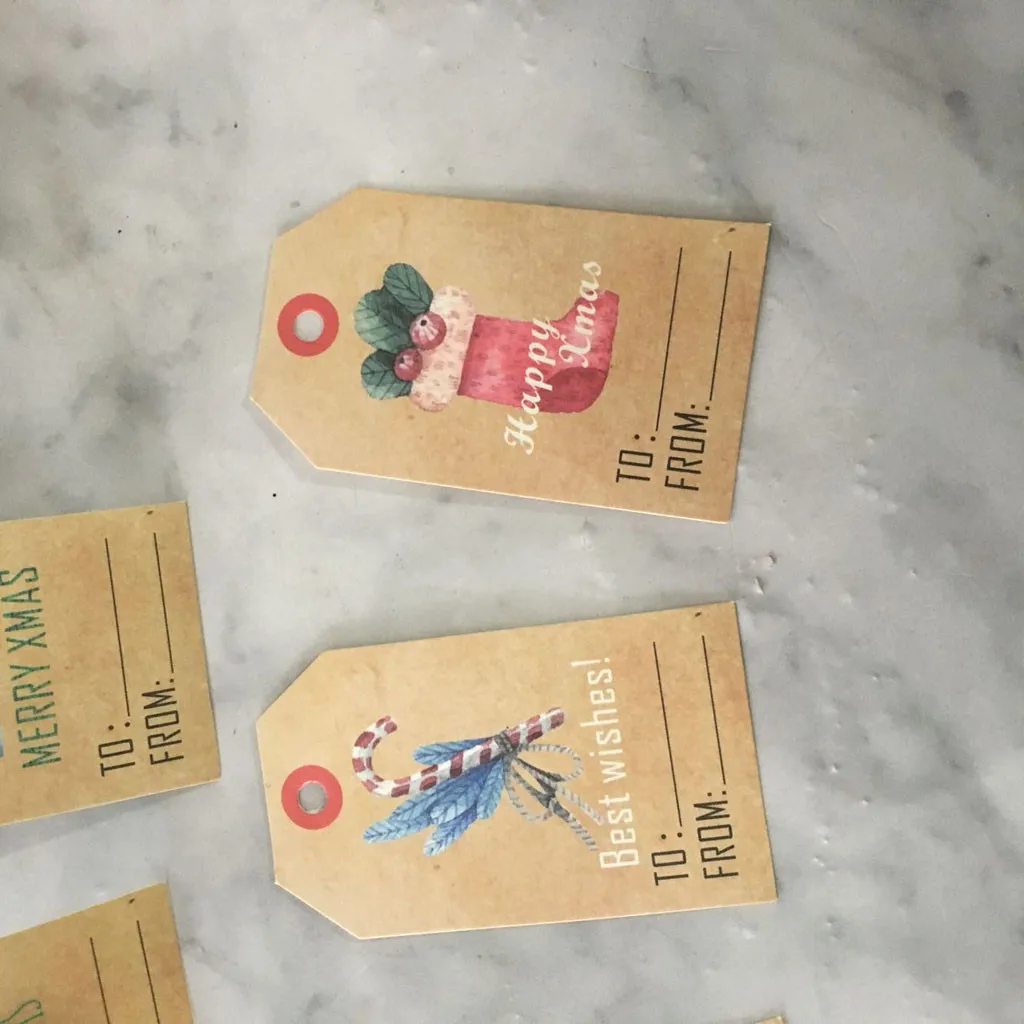 50 шт. Рождественская поздравительная открытка набор тегов из крафт-бумаги Санта-Клаус подарочная упаковка для выпечки Рождественский год бумажные бирки этикетки подарок для