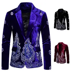 for Marriage Coat Embroider Business Suit Velvet Men Cloth for Marriage