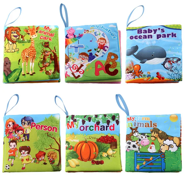 6Pcs Baby Cloth Book Intelligence Develop Soft Learning Cognize Reading Books Early Educational Toys Quiet Readings 0-12 Months NO551 6Pcs