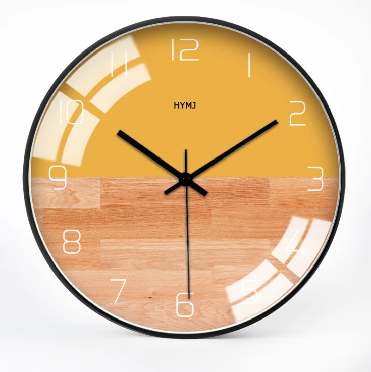 GH Красочные Креативные настенные часы деревянные украшения для дома настенные часы Современная мода бесшумные металлические круглые часы Декор для дома - Цвет: B