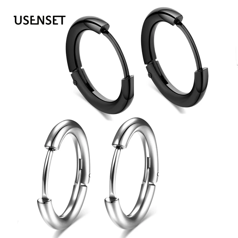 Titanium Steel Earrings Round Male Jewelry Accessories Hipster Rock Style Punk Circle Men 02Q43 | Украшения и аксессуары