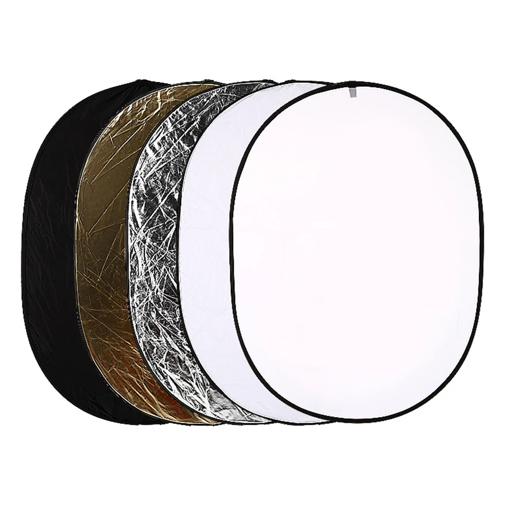 

5 In 1 Portable Oval Reflector Photography Studio Photo Light Folding Reflector for Outdoor Studio Reflector Zipper Reversible