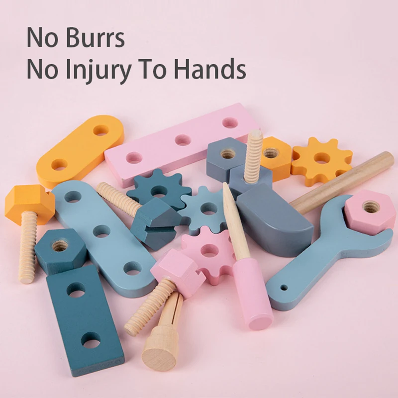 Children Toolbox Wooden Toys Pretend Play Set Nut Disassembly Screw Assembly Simulation Repair Games Educational Sensory Toys