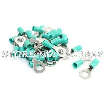 

30Pcs Green PVC Insulating Sleeve Ring Terminals Cable Lug RV5.5-8 AWG12-10