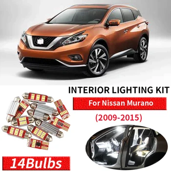 

14pcs White Bulb LED Car Light Interior Kit For 2009-2015 Nissan Murano Map Dome Trunk Glove Box Lamp