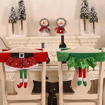 

Christmas Santa Claus Elf Legs Shape Washable Dining Table Chair Back Cover Kitchen Dinner Festive Decor Xmas Home Decoration