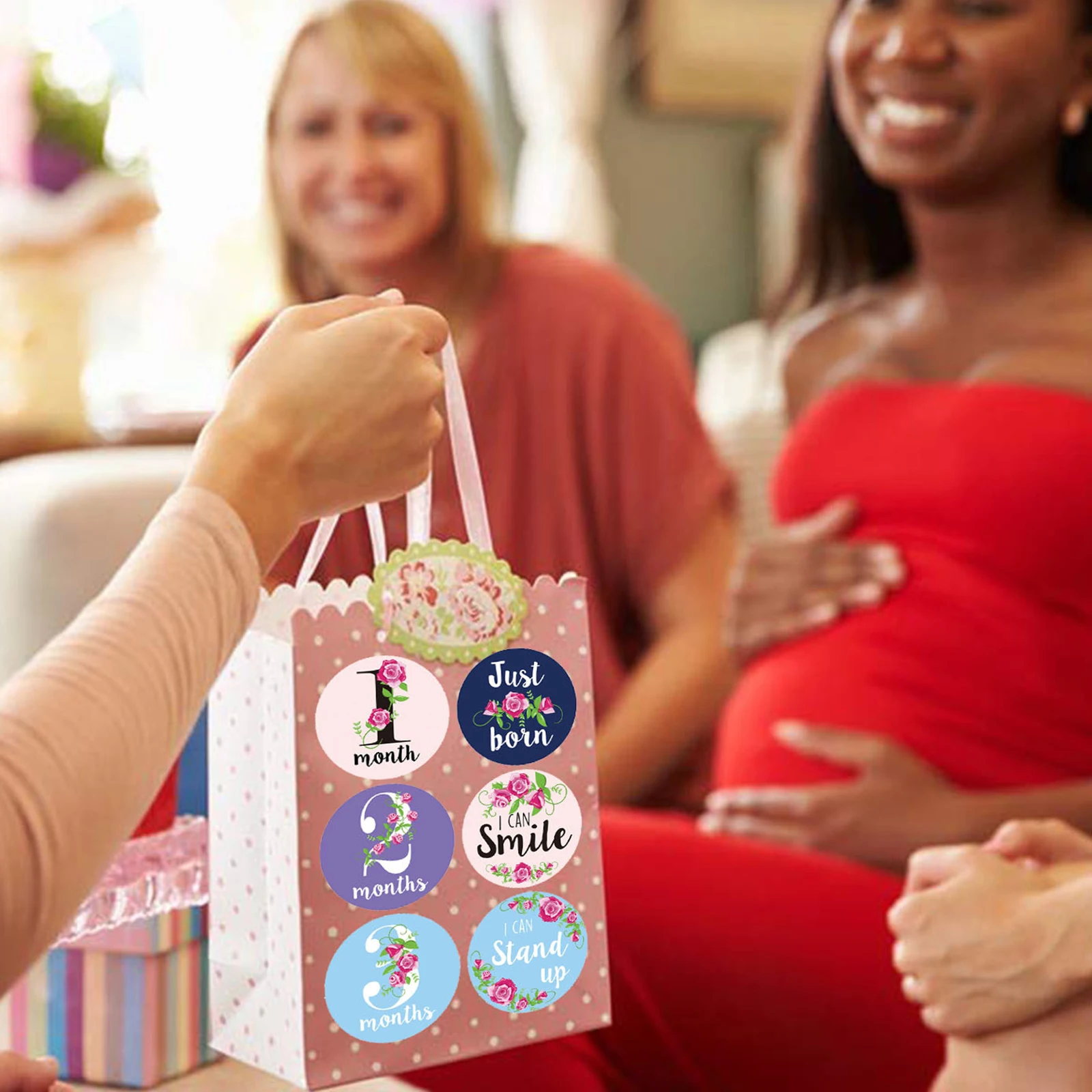 

Colorful 12 Pcs Baby Monthly Sticker Photography Memorial Newborn Kids Months Commemorative Card Number Photo Props Accessories