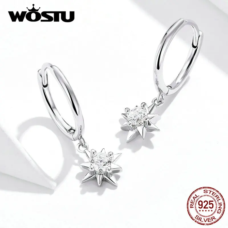 Женские свадебные серьги WOSTU Twinkle Sunshine из стерлингового серебра 925 пробы