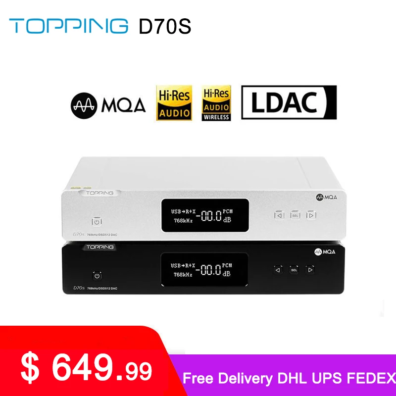 TOPPING – décodeur D70S MQA, Bluetooth 5.0, 2 x AK4497, 32Bit/768K, DSD512, musique Hifi, haute définition, DAC, avec télécommande