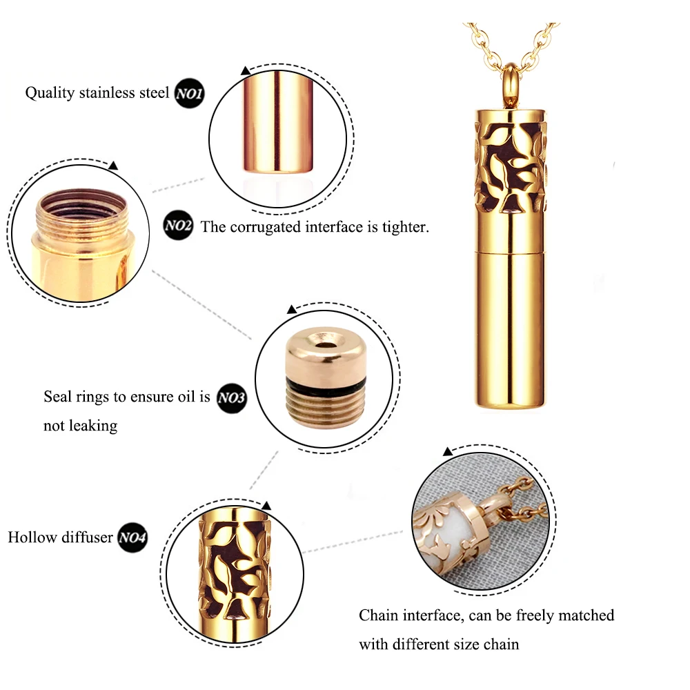 1-A-PEOS27-1 rose gold stainless steel diffuser essential oil storage with container