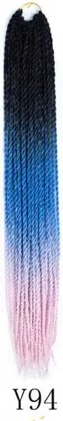 Qphair Ombre Сенегальские вьющиеся волосы крючком косы 24 дюйма 30 корней/упаковка синтетические плетеные волосы для женщин черные кроличьи волосы - Цвет: y94