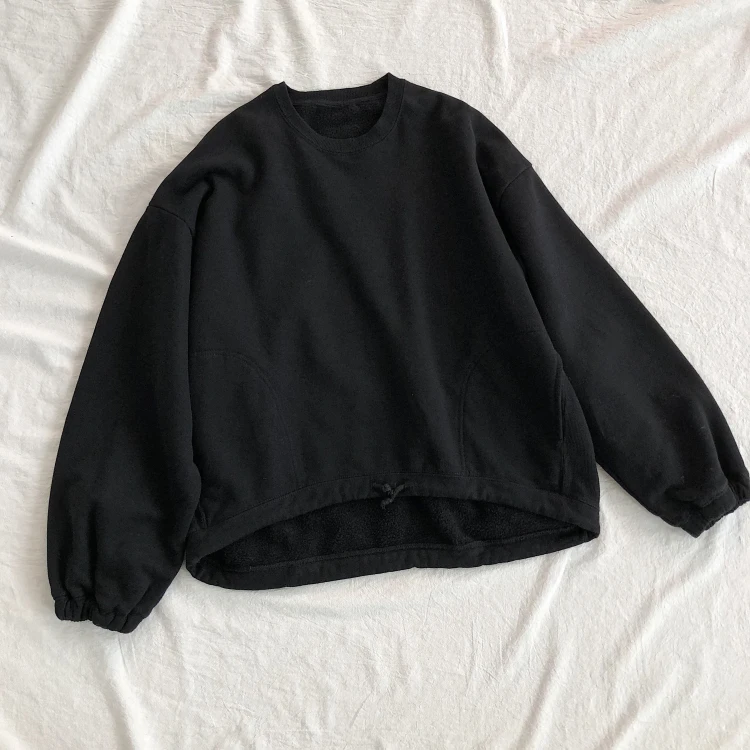 black DMY2133 XITAO/свитер со складками и кулиской на подоле; модная новинка года; сезон весна; маленький свежий пуловер с длинными рукавами; свитер для миноритарного движения; DMY2133 - Цвет: black DMY2133