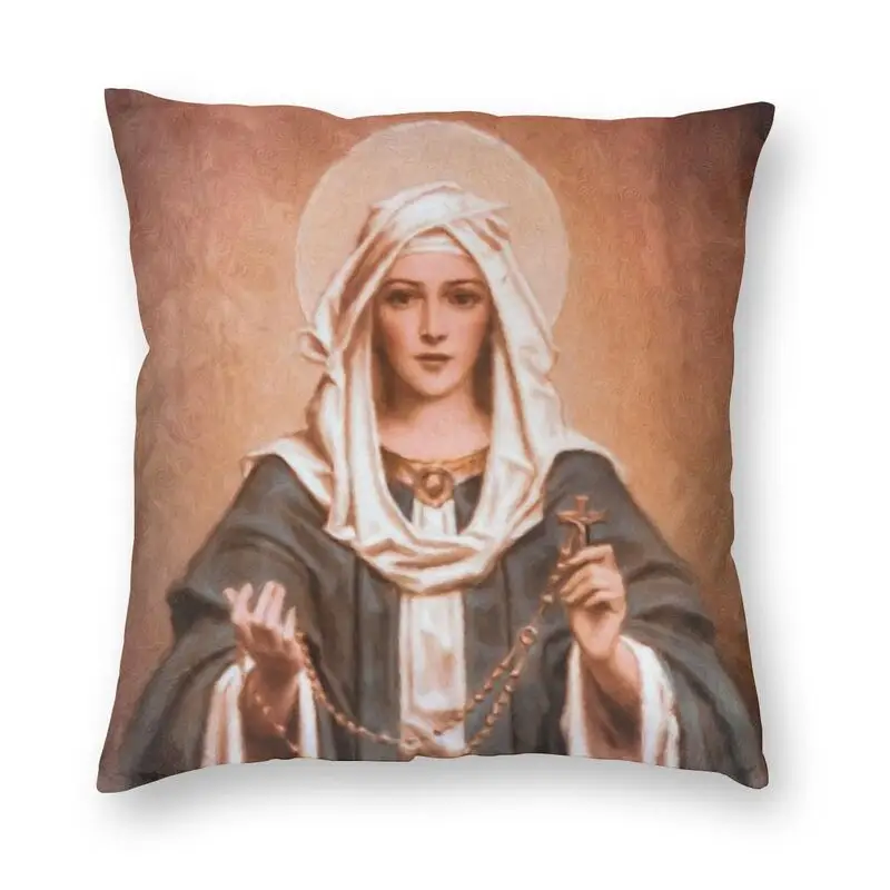 

Our Lady Of The Rosary Throw Pillow Cover Decoration Catholic Christian Virgin Mary Cushion Cover 40x40cm Pillowcover for Sofa