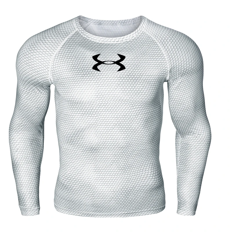 Мужская спортивная новая быстросохнущая футболка для фитнеса, футболка для бега, 3D компрессионные колготки, Мужская брендовая футболка для фитнеса с длинным рукавом - Цвет: 22