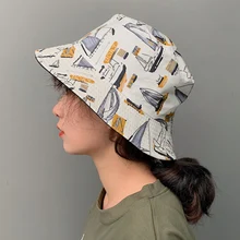 Модная мужская и женская летняя двусторонняя печатная Двусторонняя Панама с принтом шляпа Боб Рыбацкая шляпа