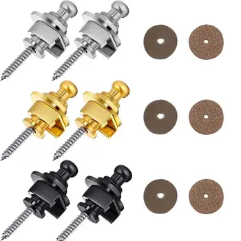 

2 Schaller Guitar Strap Lock With Leather Mat Metal Button Hold Tight Easy Remove Screw For Acoustic Electric Bass Guitar Strap