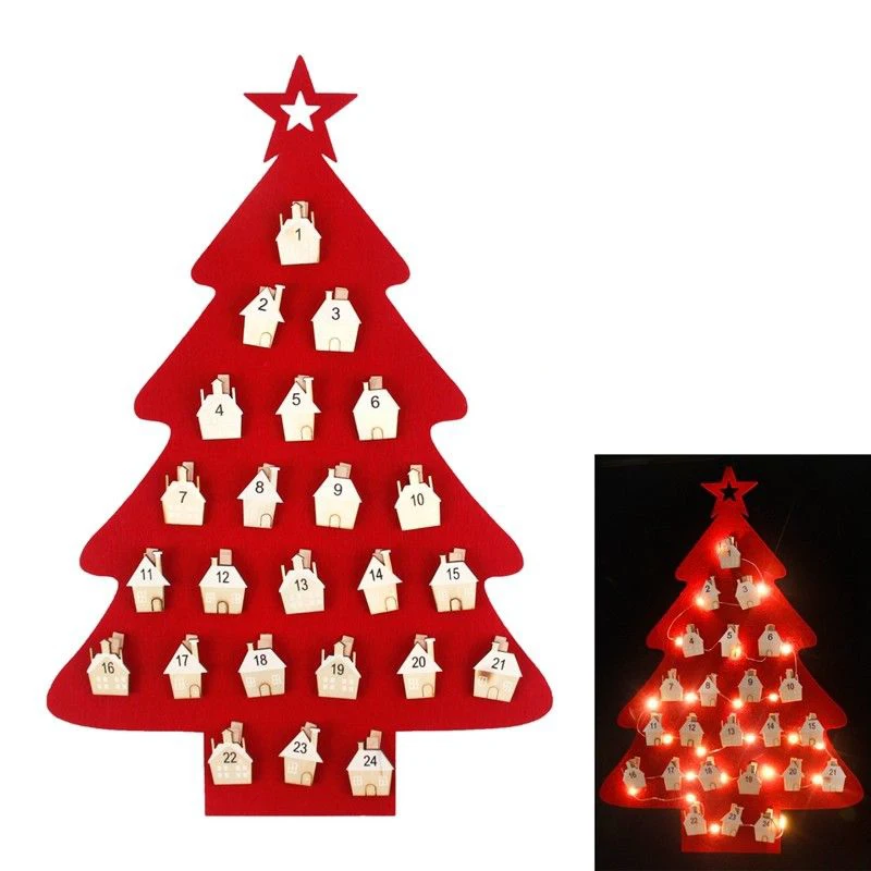 1 шт. подвесная фетровая Рождественская елка-календарь обратного отсчета к Рождеству Адвент-календарь лампа-дисплей для детей рождественские украшения Рождество