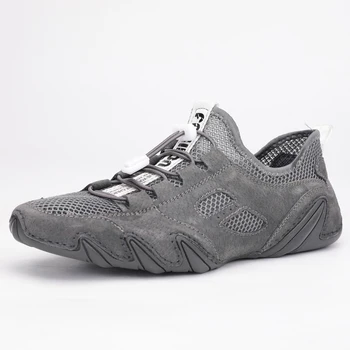 

New Men Shoes Suede Leather Casual Sneakers Men Elastic Band Shoes Soft Flats Footwear Lightweight Driving Shoes Size 38-45