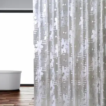 

Thickened 3D Embossed Waterproof Shower Curtain Convenient Practical User-friendly Design PVC Mildew Bathroom Curtains