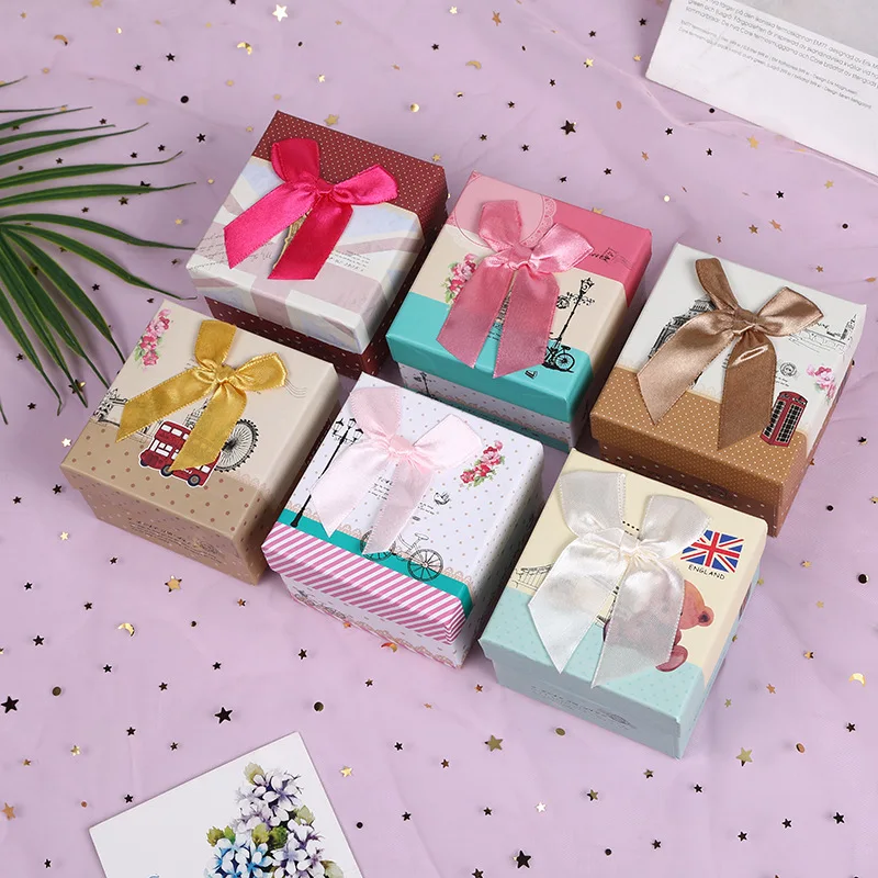 

6pcs Bow Mixed Color Gift Box Jewelry Box Jewelry Box Jewelry Organizer Jewelry Boxes and Packaging Wedding Brithday Gift Box