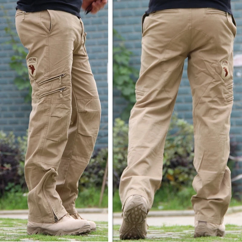 Men's Casual Cargo Pants Cotton Tactical Black Work Trousers Loose Airsoft Shooting Hunting Outdoors Combat Pants Cargo Pants