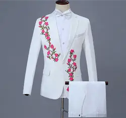 Дизайнерский Модный мужской танцевальный блейзер с розами для вечеринки, выпускного, пиджак, свадебная одежда для жениха, костюм для