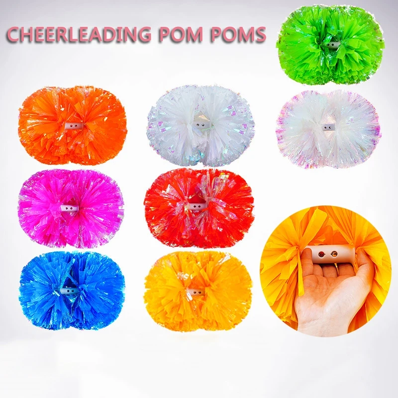 2pcs Cheerleading Pom Poms With Strengthening Majorettes Hand Flower Aerobics Flower Balls For Cheering Sports Team Spirit
