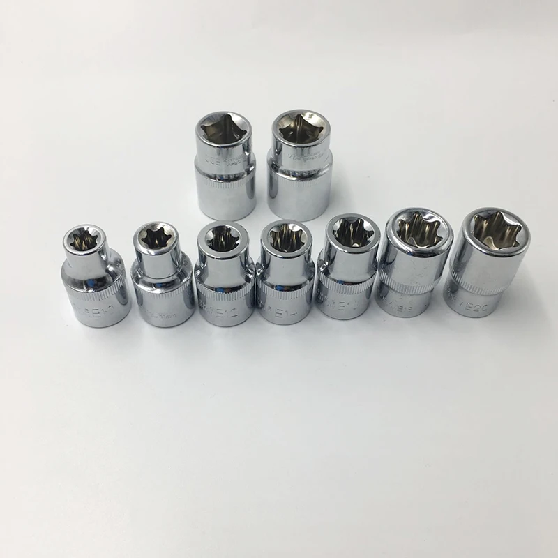 

9pcs 1/2" Drive Socket Set E10 E11 E12 E14 E16 E18 E20 E22 E24 Type Torx Star Socket Bit Set for Car Repair Tools Hand Tool Set
