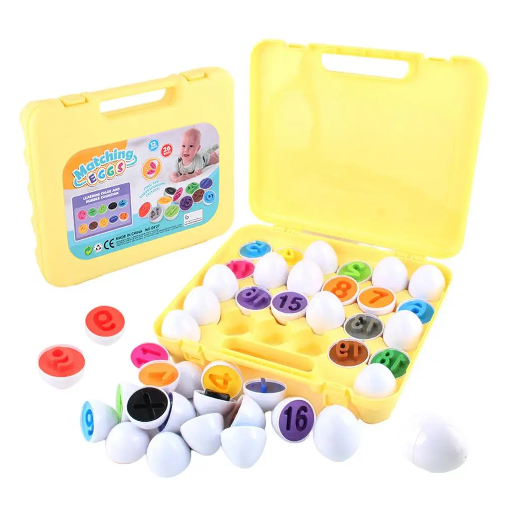 26 Pcs Numbers Matching Eggs Toy Baby Learning Education Math Toy Puzzle Matching Toys Montessori Building Blocks For Children