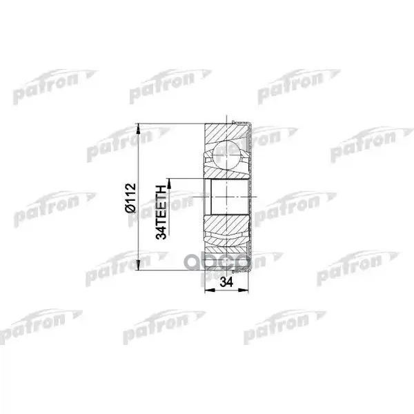 Шрус Внутр К-Кт [B:34, D:112] Wv: Sharan 00-, Ford: Galaxy 00-, Seat: Alhambra 00-, 6-Ст Ркпп. PATRON арт. PCV5034