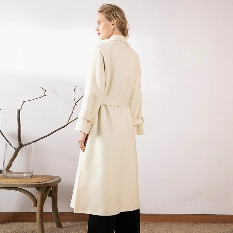 women's winter overcoats black white Double-sided wool cashmere outwear autumn plus size ladies fashion long sexy free ship