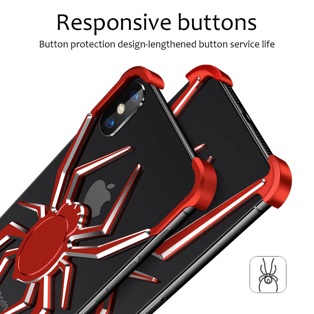Чехол-бампер с пауком для iPhone 11 Pro Max X XR XS iPhone11, роскошный брендовый Металлический Алюминиевый противоударный чехол, аксессуары для телефона