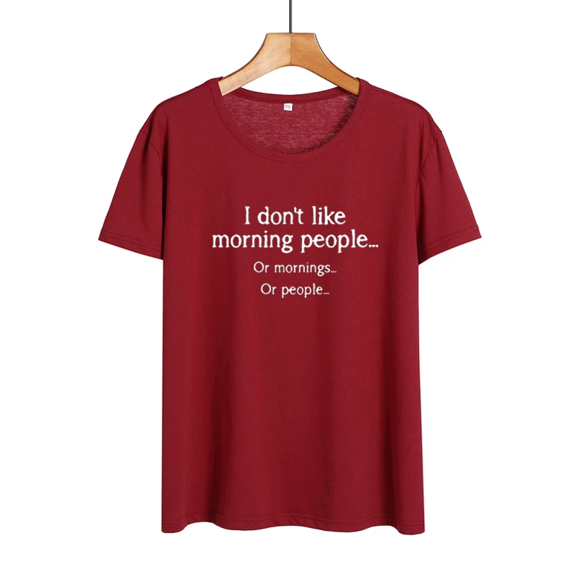 Женские Забавные футболки Tumblr Sarcasm заявив что мне не нравятся утренние люди